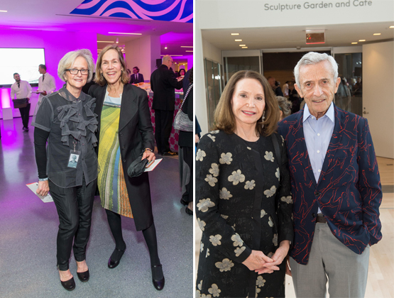 Left: SFMOMA curator Jill Sterrett with Board Vice-Chair Robin Wright.Right: Trustee Christine Lamond, with her husband Peter Lamond, Silicon Valley venture capitalist.