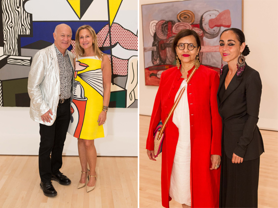 Left: Art collectors Larry and Marilyn Fields.Right: Loren McIntosh and artist Shirin Neshat.